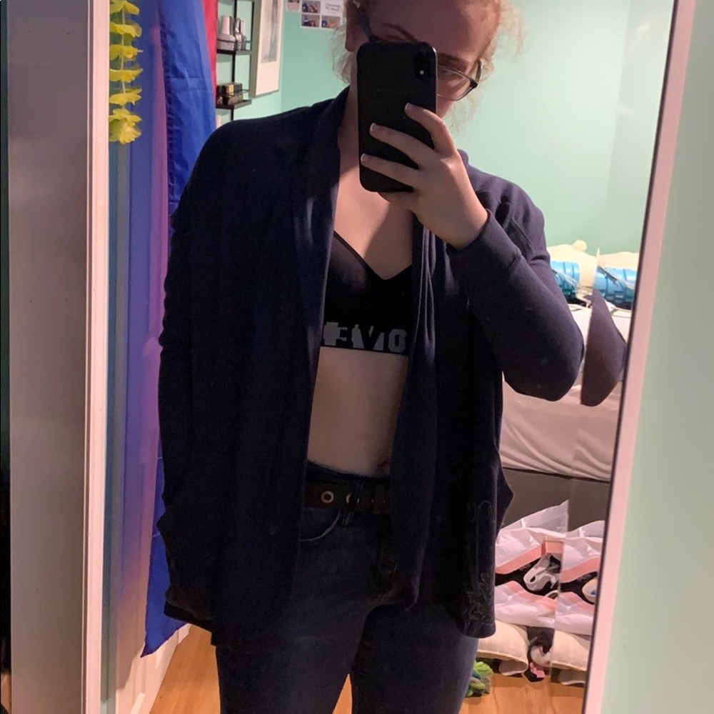 Dark Blue Cardigan With Pockets